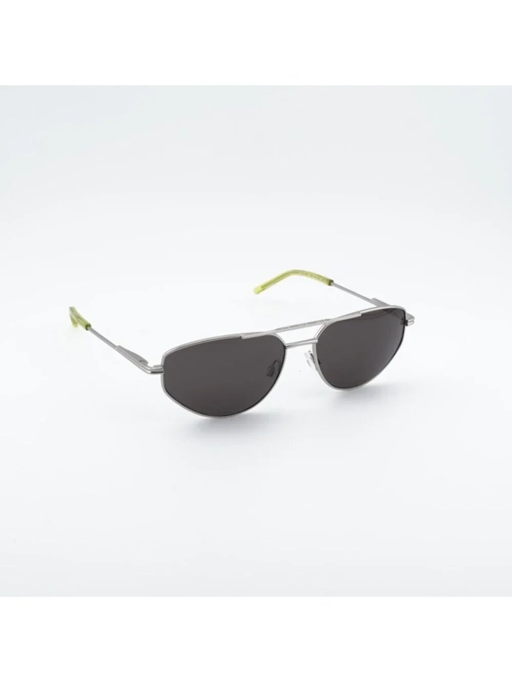 DKNY DK117S 045 Sunglasses Satin Silver Square Frame, Kiwi Lenses